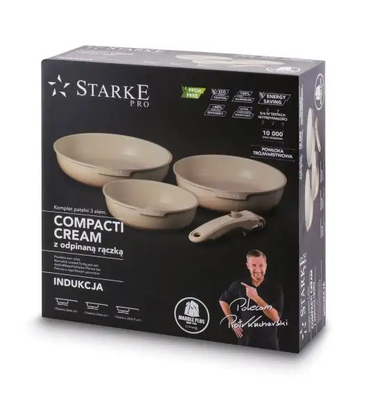 STARKE PRO COMPACTI CREAM KPL.PATELNI 3EL.(P.20CM B/P+24CM B/P+26CM B/P) + 1 ODPINANY UCHWYT