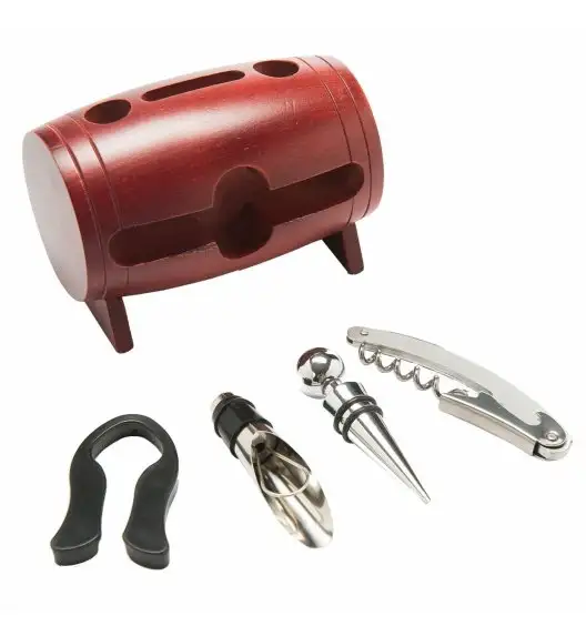 KONIGHOFFER BARREL ZESTAW DO WINA 5 ELEM. DREWNIANY STOJAK