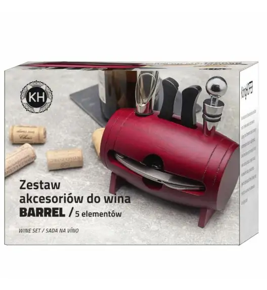 KONIGHOFFER BARREL ZESTAW DO WINA 5 ELEM. DREWNIANY STOJAK