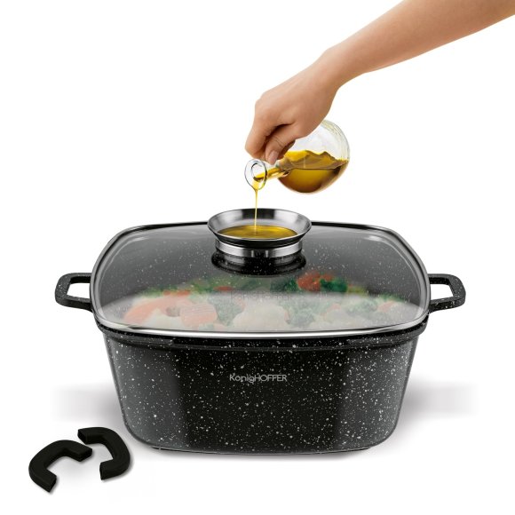 KONIGHOFFER KINGSTONE GARNEK CERAMICZNY 28 CM KWADRATOWY Z AROMATYZEREM I 2 NAKŁADKI