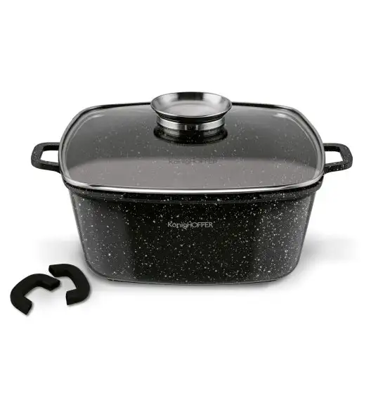 KONIGHOFFER KINGSTONE GARNEK CERAMICZNY 28 CM KWADRATOWY Z AROMATYZEREM I 2 NAKŁADKI