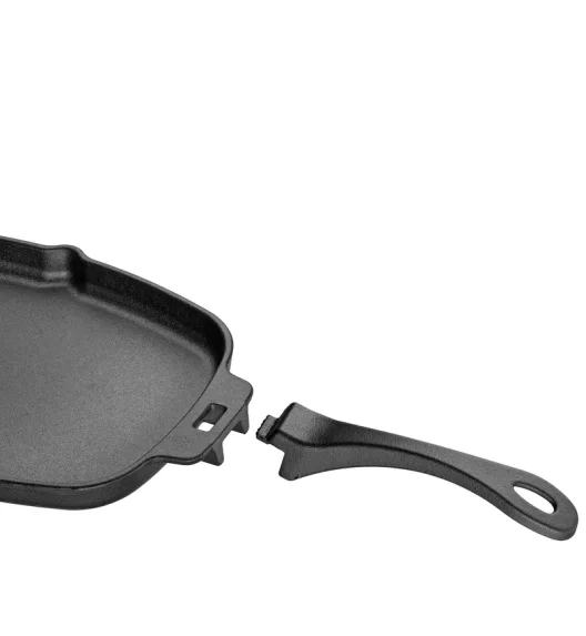 KÜCHENPROFI | BBQ | patelnia do serwowania na podstawce, odłączany uchwyt, 33 x 21 x 4 cm, żeliwo/drewno sosnowe