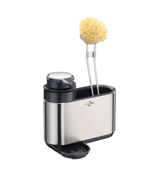 KÜCHENPROFI | Primus | organizer na akcesoria do zmywania z dozownikiem, stal nierdzewna/tworzywo sztuczne, 18 x 13 x 16 cm