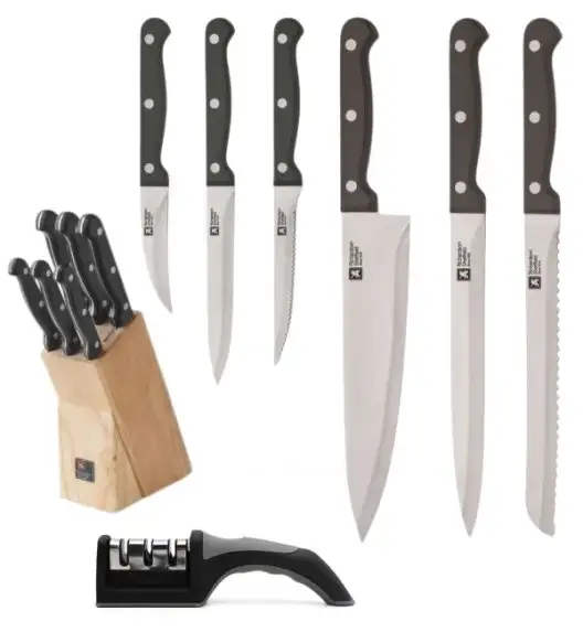 RICHARDSON SHEFFIELD ARTISAN Zestaw 6 noży w bloku drewnianym + ostrzałka KOOPMAN / stal nierdzewna