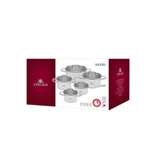GERLACH MODEL Komplet Garnki z pokrywkami 10 el + Gerlach Ambiente Garnek 7 l z pokrywką 24 cm 