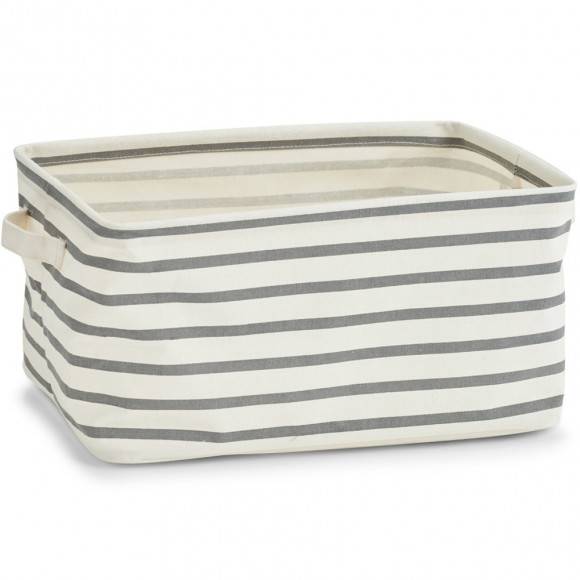 WYPRZEDAŻ! ZELLER PASKI L Koszyk do przechowywania 36 x 25 cm / biało - szary / brezent