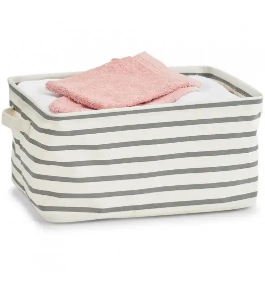 WYPRZEDAŻ! ZELLER PASKI L Koszyk do przechowywania 36 x 25 cm / biało - szary / brezent