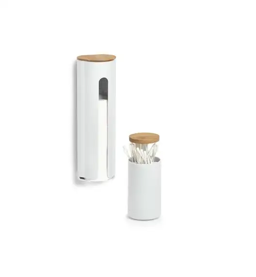 WYPRZEDAŻ! ZELLER Dozownik na waciki kosmetyczne / drewno bambusowe 