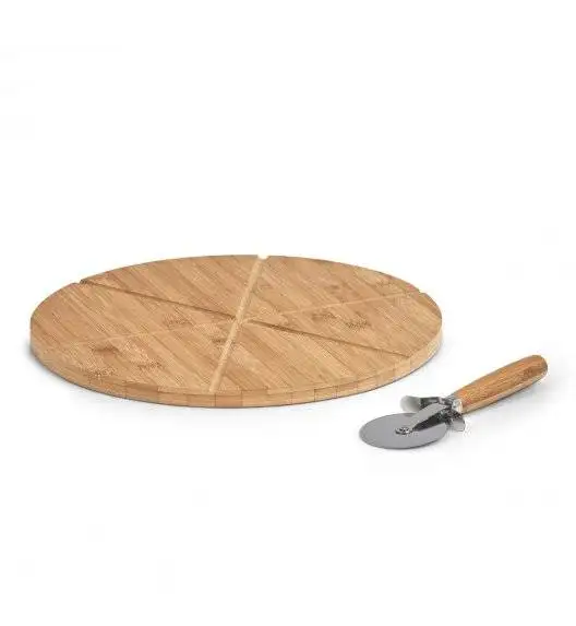 WYPRZEDAŻ! ZELLER Zestaw do serwowania pizzy / 2 el / stal + drewno bambusowe