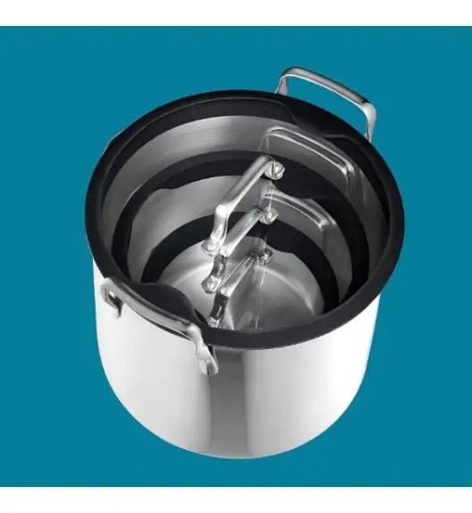 WYPRZEDAŻ! ROHE TINY MARCO Komplet 3 kompaktowych garnków z pokrywkami | stal nierdzewna 18/10 | indukcja | niemiecka jakość