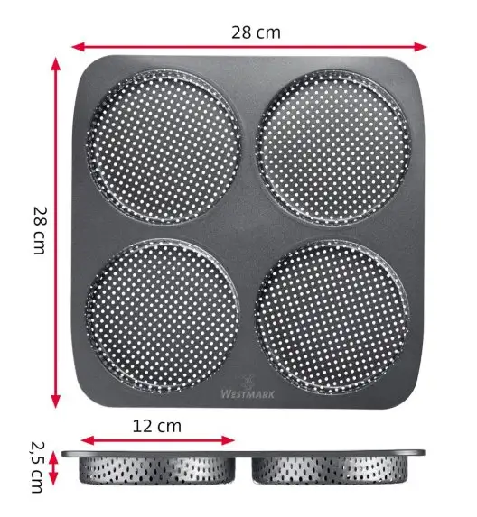 WYPRZEDAŻ! WESTMARK Forma do pieczenia 4 bułek do burgerów / duża / stal