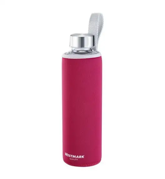 WYPRZEDAŻ! WESTMARK VIVA  Szklana butelka na wodę / 550 ml / czerwony / szkło / silikon