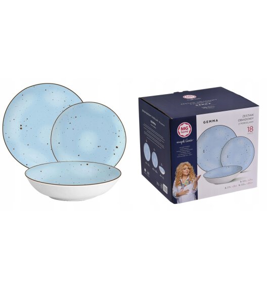 MG HOME | ZESTAW OBIADOWY Z PORCELANY GEMMA BLUE 18 EL / 6 OS