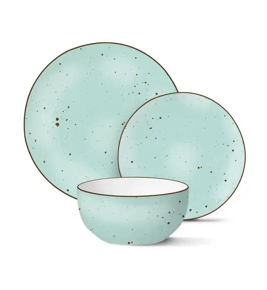 MG HOME | ZESTAW OBIADOWY Z PORCELANY GEMMA GREEN 18 EL / 6 OS