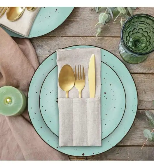 MG HOME | ZESTAW OBIADOWY Z PORCELANY GEMMA GREEN 18 EL / 6 OS