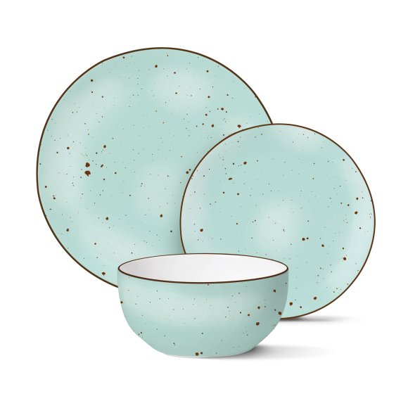 MG HOME | ZESTAW OBIADOWY Z PORCELANY GEMMA GREEN 12 EL / 4 OS