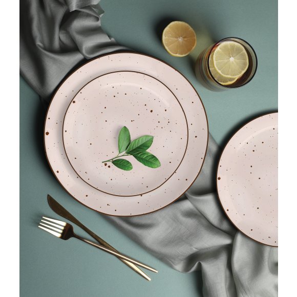 MG HOME | ZESTAW OBIADOWY Z PORCELANY GEMMA PINK 18 EL / 6 OS