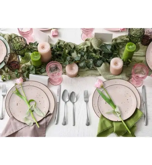 MG HOME | ZESTAW OBIADOWY Z PORCELANY GEMMA PINK 18 EL / 6 OS