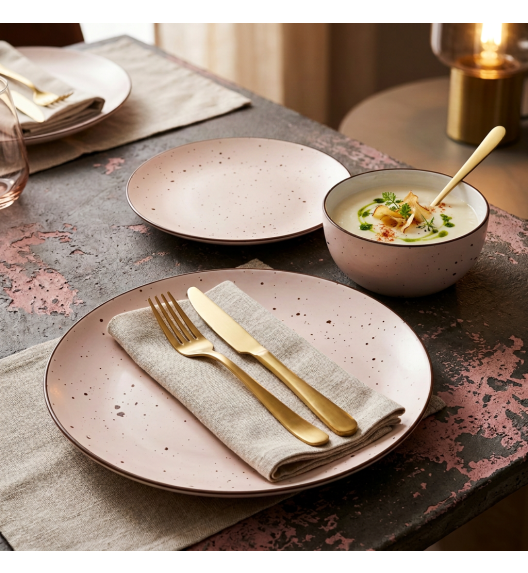 MG HOME ZESTAW OBIADOWY Z PORCELANY GEMMA PINK 12 EL / 4 OS