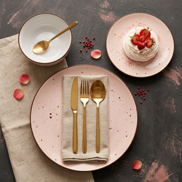 MG HOME ZESTAW OBIADOWY Z PORCELANY GEMMA PINK 12 EL / 4 OS