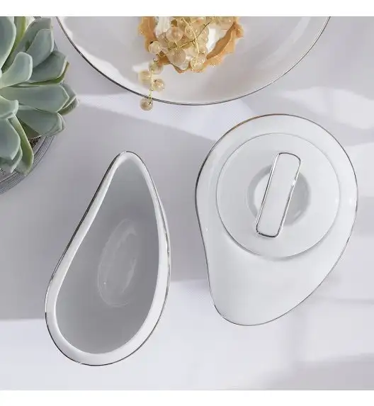 CHODZIEŻ CITY B325 PLATYNOWE Serwis obiadowo-kawowy 83 el / 12 osób / porcelana