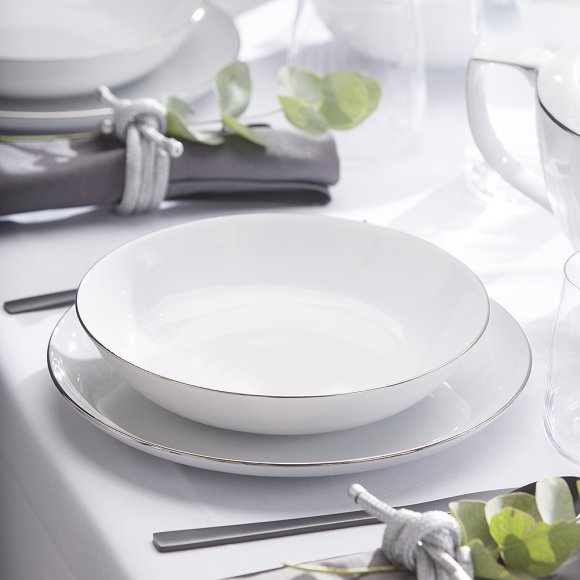 CHODZIEŻ CITY B325 PLATYNOWE Serwis obiadowo-kawowy 84 el / 12 osób / porcelana