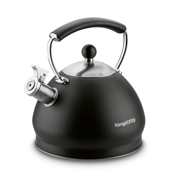 KönigHOFFER | RUSO Czajnik tradycyjny z gwizdkiem 3 l / stal nierdzewna / czarny