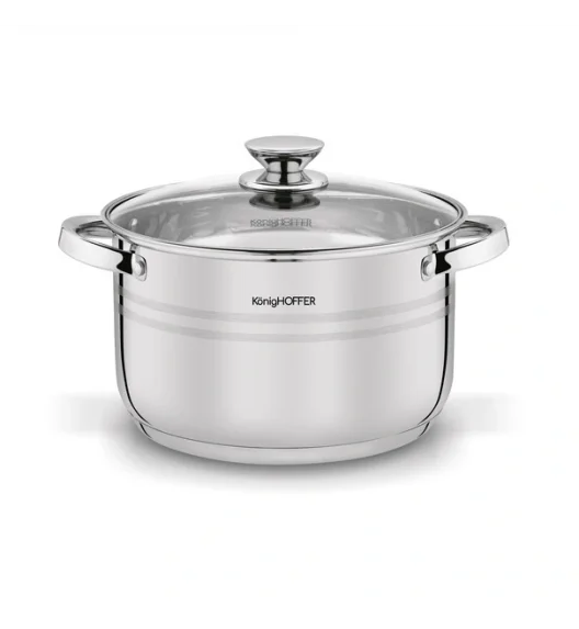 KönigHOFFER BARI SILVER Komplet garnków z pokrywkami + patelnia głęboka 8 el / stal nierdzewna