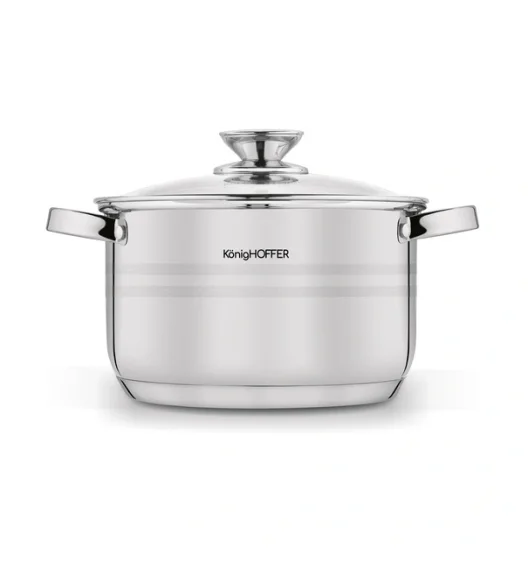 KönigHOFFER BARI SILVER Komplet garnków z pokrywkami + patelnia głęboka 8 el / stal nierdzewna