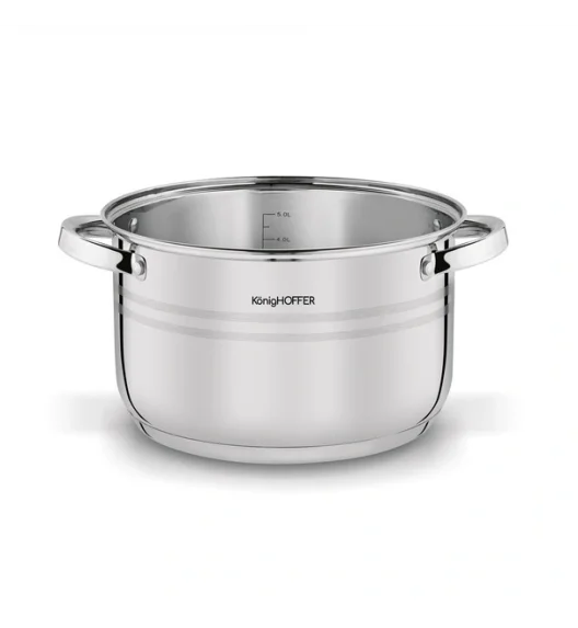 KönigHOFFER BARI SILVER Komplet garnków z pokrywkami + patelnia głęboka 8 el / stal nierdzewna