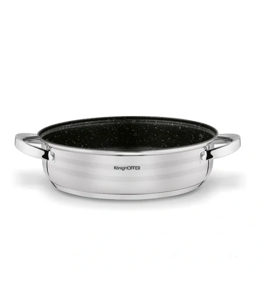 KönigHOFFER BARI SILVER Komplet garnków z pokrywkami + patelnia głęboka 8 el / stal nierdzewna
