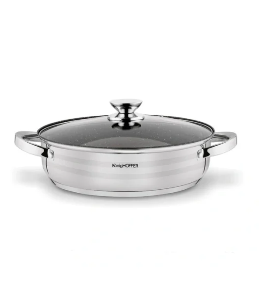 KönigHOFFER BARI SILVER Komplet garnków z pokrywkami + patelnia głęboka 8 el / stal nierdzewna