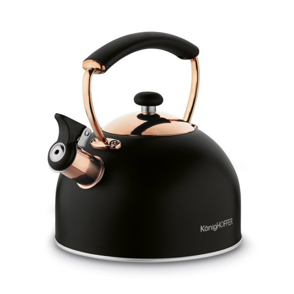 KönigHOFFER | MORENA Czajnik tradycyjny z gwizdkiem 2,3 l rose gold / czarny