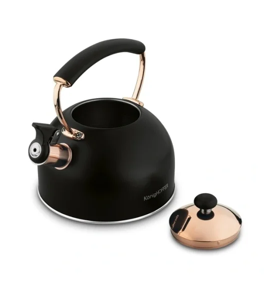 KönigHOFFER | MORENA Czajnik tradycyjny z gwizdkiem 2,3 l rose gold / czarny