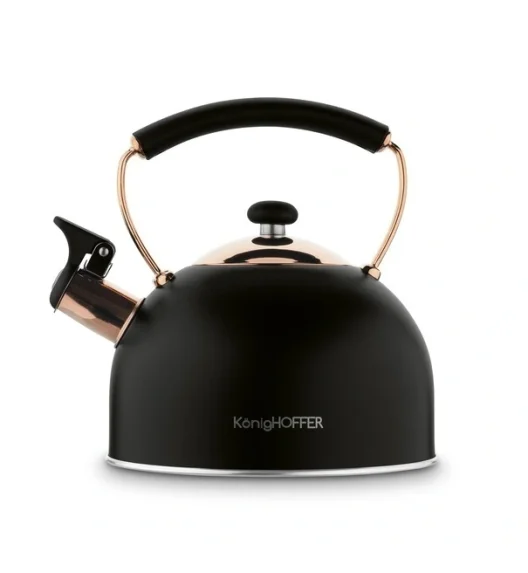 KönigHOFFER | MORENA Czajnik tradycyjny z gwizdkiem 2,3 l rose gold / czarny