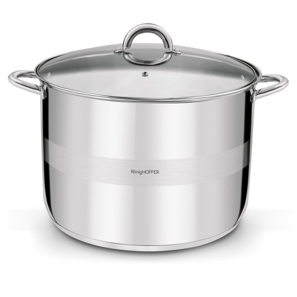 KönigHOFFER | FARO Garnek gastronomiczny 21 l ze szklaną pokrywką / stal nierdzewna