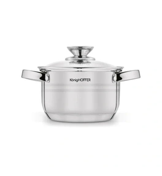 KönigHOFFER | BARI SILVER Komplet garnków całostalowych z pokrywkami 6 el