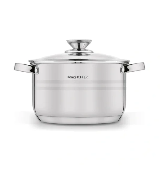 KönigHOFFER | BARI SILVER Komplet garnków całostalowych z pokrywkami 6 el