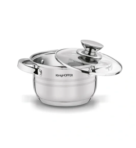 KönigHOFFER | BARI SILVER Komplet garnków całostalowych z pokrywkami 6 el