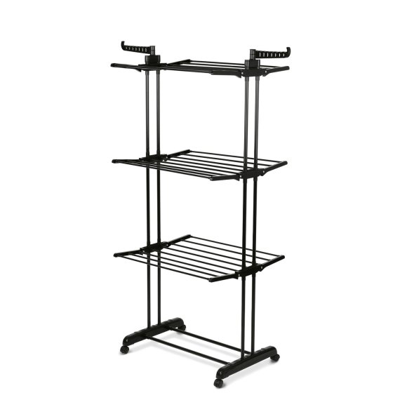 KönigHOFFER Suszarka na pranie pionowa składana na kółkach szer. 64 cm / czarna