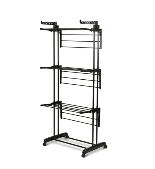 KönigHOFFER Suszarka na pranie pionowa składana na kółkach szer. 64 cm / czarna