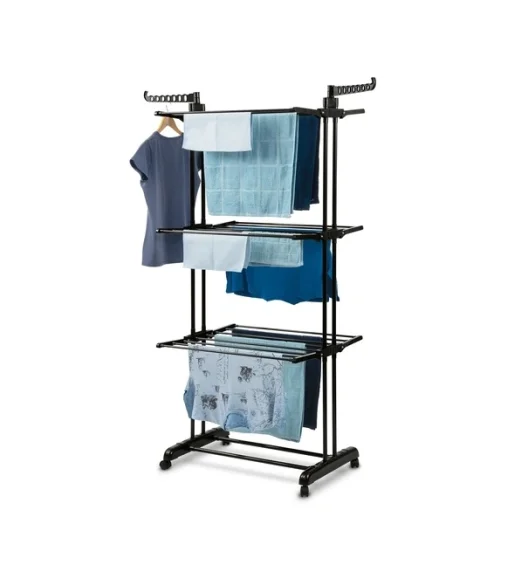 KönigHOFFER Suszarka na pranie pionowa składana na kółkach szer. 64 cm / czarna