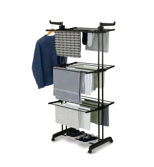 KönigHOFFER Suszarka na pranie pionowa składana na kółkach szer. 64 cm / czarna