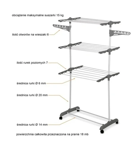 KönigHOFFER | Suszarka na pranie pionowa składana szer. 55 cm / biała