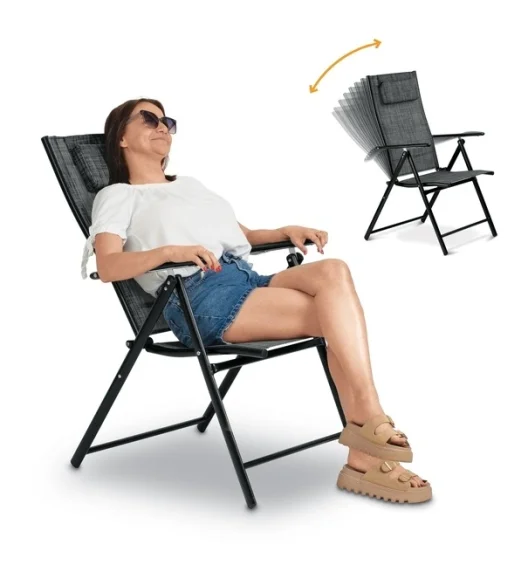 TADAR | Krzesło ogrodowe balkonowe regulowane / szare