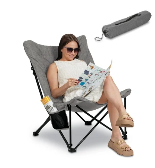 TADAR RELAX Fotel turystyczny wędkarski składany z torbą / szary