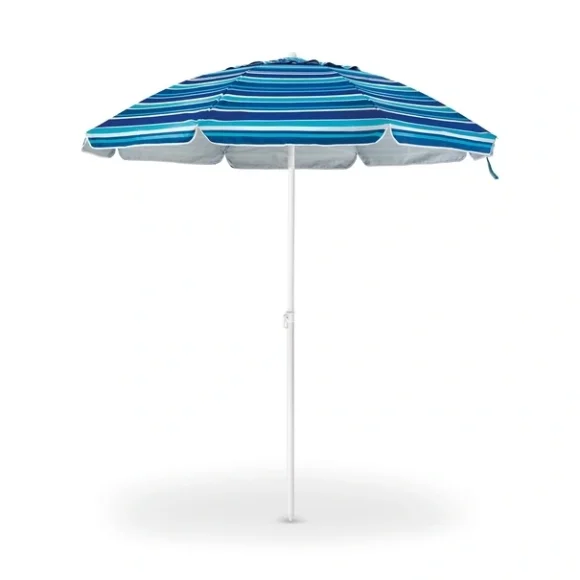 TADAR | Parasol plażowy ogrodowy regulowany 200 cm / niebieskie paski