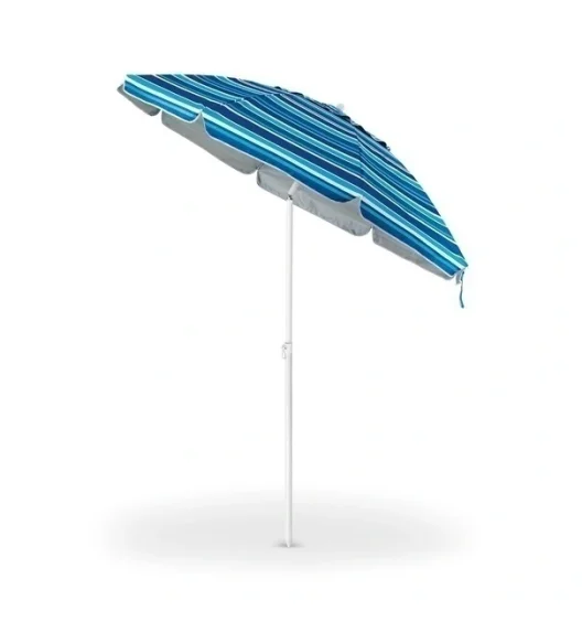 TADAR | Parasol plażowy ogrodowy regulowany 200 cm / niebieskie paski