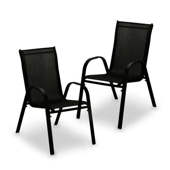 TADAR | Komplet krzesło ogrodowe składane taras balkon 2 szt / czarne