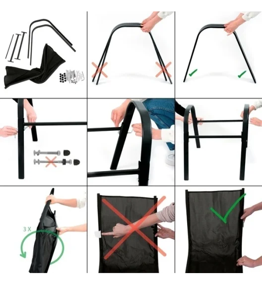 TADAR | Komplet krzesło ogrodowe składane taras balkon 2 szt / czarne